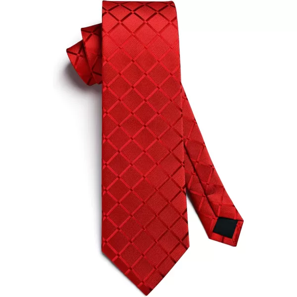 HISDERN Plaid Checkered Tie Handkerchief Woven Classic Formal Men's Necktie &amp; Pocket Square Set