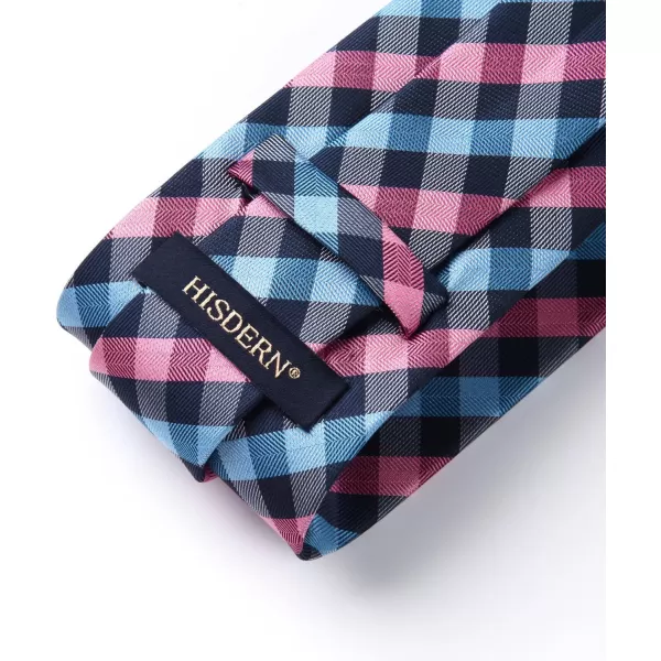 HISDERN Plaid Checkered Tie Handkerchief Woven Classic Formal Men's Necktie &amp; Pocket Square Set