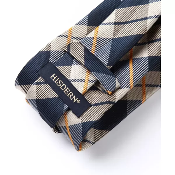 HISDERN Plaid Checkered Tie Handkerchief Woven Classic Formal Men's Necktie &amp; Pocket Square Set