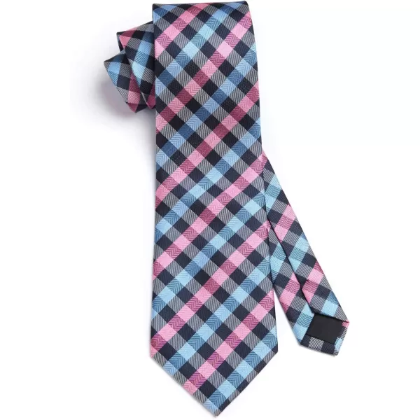 HISDERN Plaid Checkered Tie Handkerchief Woven Classic Formal Men's Necktie &amp; Pocket Square Set