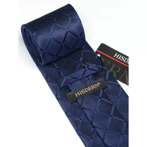HISDERN Plaid Checkered Tie Handkerchief Woven Classic Formal Men's Necktie &amp; Pocket Square Set