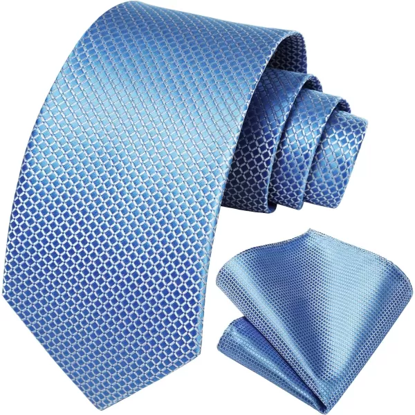 HISDERN Plaid Checkered Tie Handkerchief Woven Classic Formal Men's Necktie &amp; Pocket Square Set