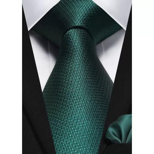 HISDERN Plaid Checkered Tie Handkerchief Woven Classic Formal Men's Necktie &amp; Pocket Square Set