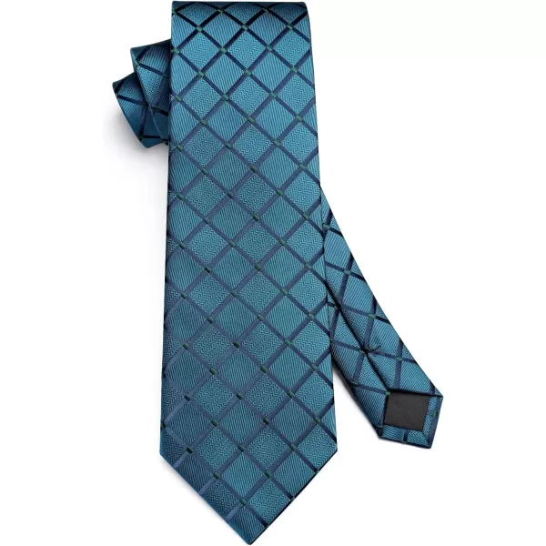 HISDERN Plaid Checkered Tie Handkerchief Woven Classic Formal Men's Necktie &amp; Pocket Square Set