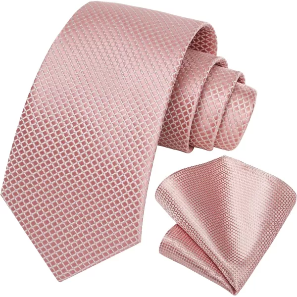 HISDERN Plaid Checkered Tie Handkerchief Woven Classic Formal Men's Necktie &amp; Pocket Square Set