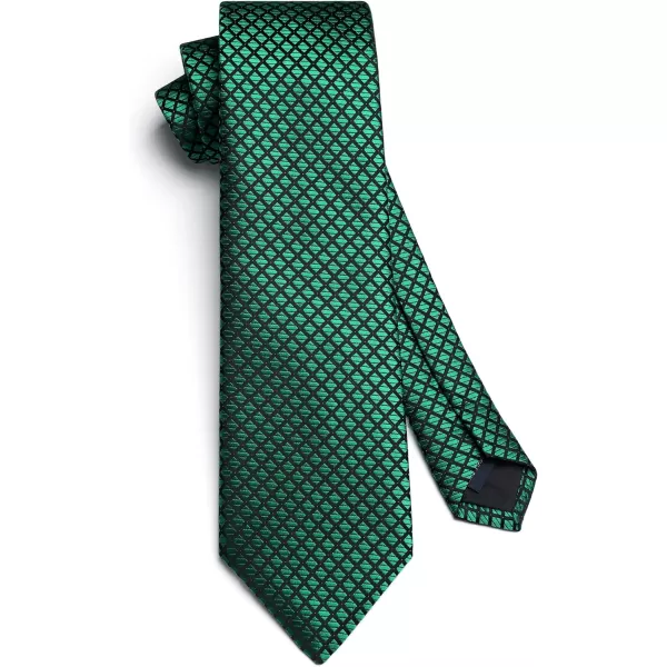 HISDERN Plaid Checkered Tie Handkerchief Woven Classic Formal Men's Necktie &amp; Pocket Square Set