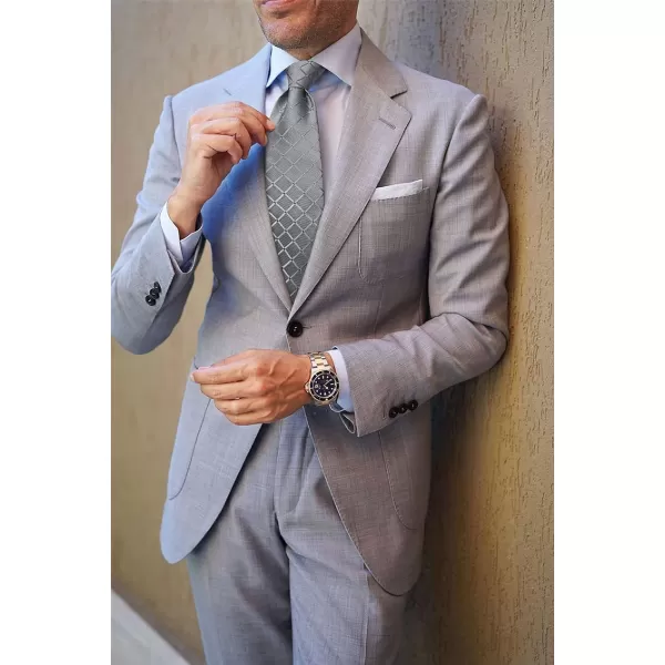 HISDERN Plaid Checkered Tie Handkerchief Woven Classic Formal Men's Necktie &amp; Pocket Square Set