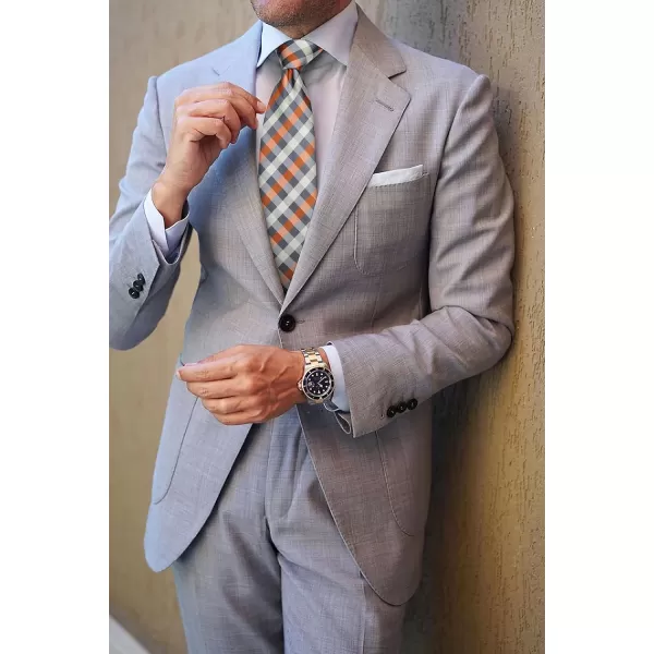 HISDERN Plaid Checkered Tie Handkerchief Woven Classic Formal Men's Necktie &amp; Pocket Square Set