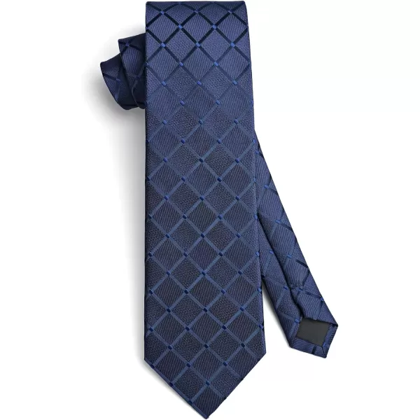 HISDERN Plaid Checkered Tie Handkerchief Woven Classic Formal Men's Necktie &amp; Pocket Square Set