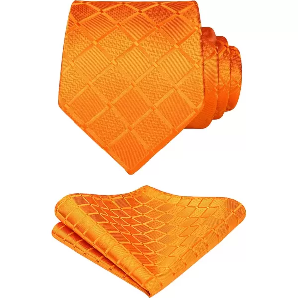 HISDERN Plaid Checkered Tie Handkerchief Woven Classic Formal Men's Necktie &amp; Pocket Square Set