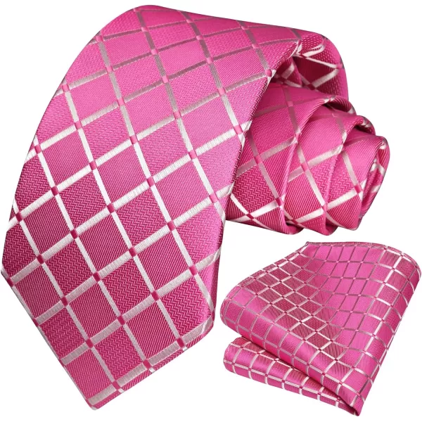 HISDERN Plaid Checkered Tie Handkerchief Woven Classic Formal Men's Necktie &amp; Pocket Square Set
