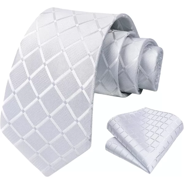 HISDERN Plaid Checkered Tie Handkerchief Woven Classic Formal Men's Necktie &amp; Pocket Square Set