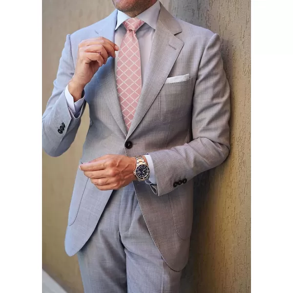 HISDERN Plaid Checkered Tie Handkerchief Woven Classic Formal Men's Necktie &amp; Pocket Square Set