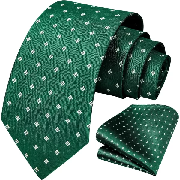 HISDERN Plaid Checkered Tie Handkerchief Woven Classic Formal Men's Necktie &amp; Pocket Square Set