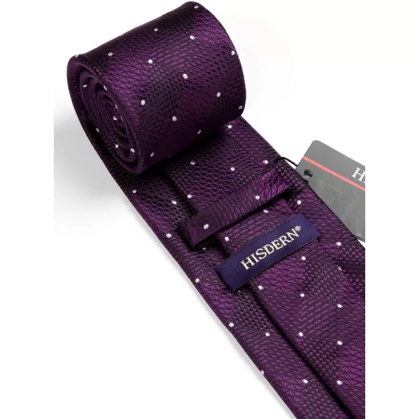 HISDERN Plaid Checkered Tie Handkerchief Woven Classic Formal Men's Necktie &amp; Pocket Square Set
