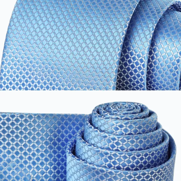 HISDERN Plaid Checkered Tie Handkerchief Woven Classic Formal Men's Necktie &amp; Pocket Square Set