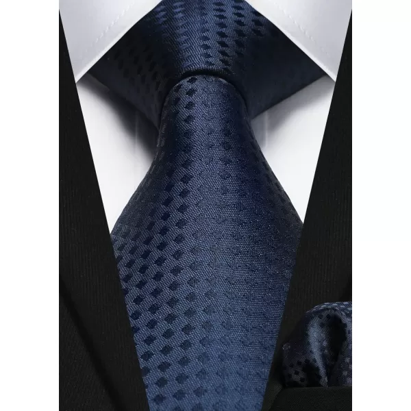 HISDERN Plaid Checkered Tie Handkerchief Woven Classic Formal Men's Necktie &amp; Pocket Square Set