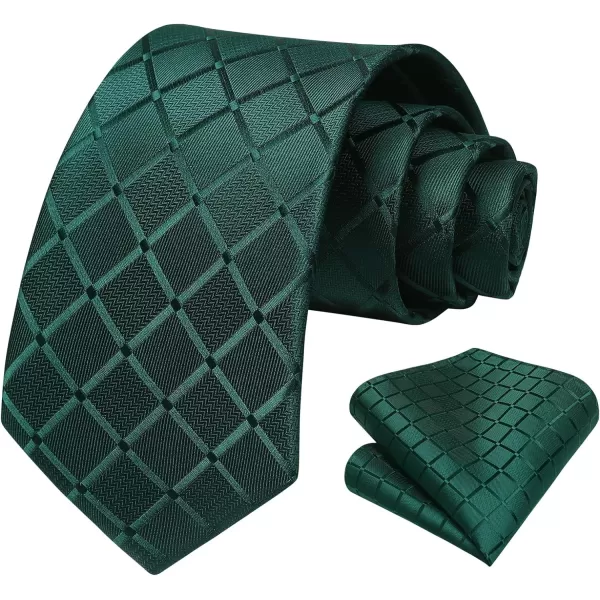 HISDERN Plaid Checkered Tie Handkerchief Woven Classic Formal Men's Necktie &amp; Pocket Square Set
