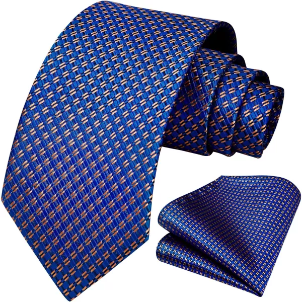 HISDERN Plaid Checkered Tie Handkerchief Woven Classic Formal Men's Necktie &amp; Pocket Square Set