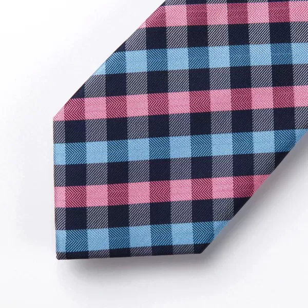 HISDERN Plaid Checkered Tie Handkerchief Woven Classic Formal Men's Necktie &amp; Pocket Square Set