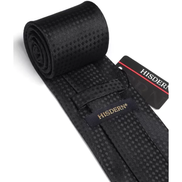 HISDERN Plaid Checkered Tie Handkerchief Woven Classic Formal Men's Necktie &amp; Pocket Square Set