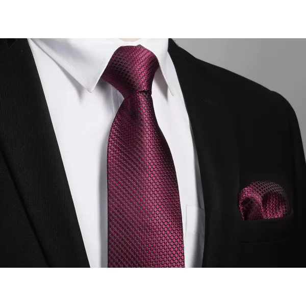 HISDERN Plaid Checkered Tie Handkerchief Woven Classic Formal Men's Necktie &amp; Pocket Square Set