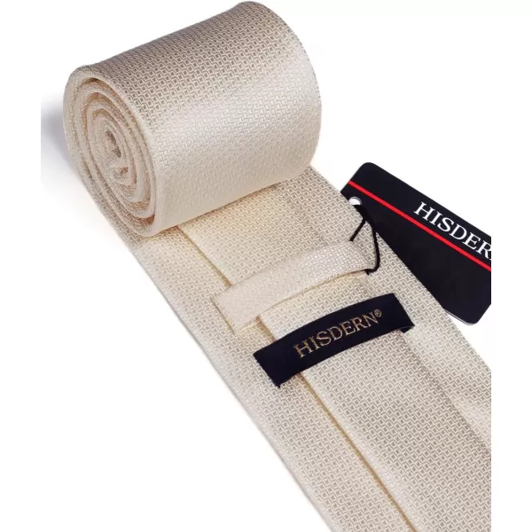 HISDERN Plaid Checkered Tie Handkerchief Woven Classic Formal Men's Necktie &amp; Pocket Square Set