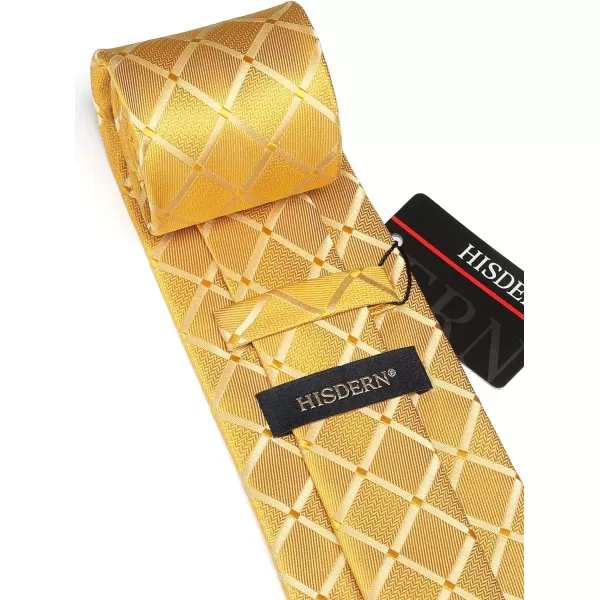 HISDERN Plaid Checkered Tie Handkerchief Woven Classic Formal Men's Necktie &amp; Pocket Square Set