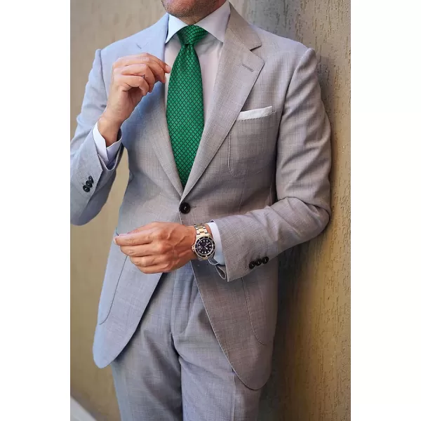 HISDERN Plaid Checkered Tie Handkerchief Woven Classic Formal Men's Necktie &amp; Pocket Square Set