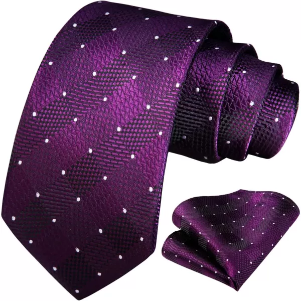 HISDERN Plaid Checkered Tie Handkerchief Woven Classic Formal Men's Necktie &amp; Pocket Square Set