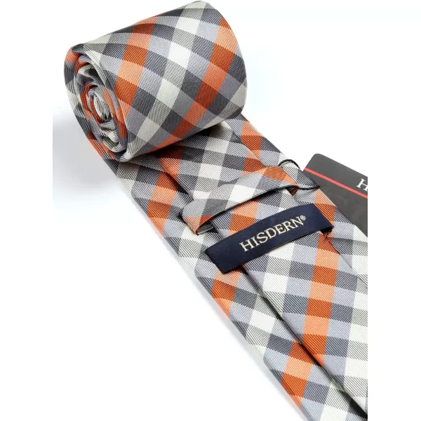 HISDERN Plaid Checkered Tie Handkerchief Woven Classic Formal Men's Necktie &amp; Pocket Square Set