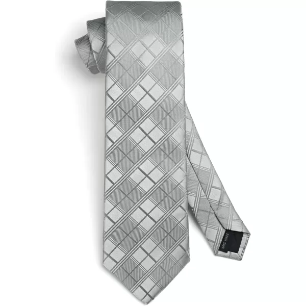 HISDERN Plaid Checkered Tie Handkerchief Woven Classic Formal Men's Necktie &amp; Pocket Square Set