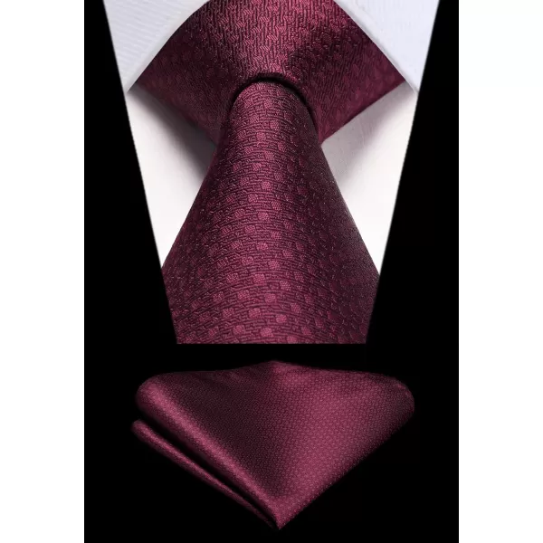 HISDERN Plaid Checkered Tie Handkerchief Woven Classic Formal Men's Necktie &amp; Pocket Square Set