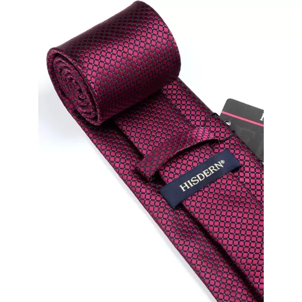 HISDERN Plaid Checkered Tie Handkerchief Woven Classic Formal Men's Necktie &amp; Pocket Square Set