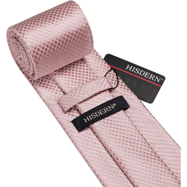 HISDERN Plaid Checkered Tie Handkerchief Woven Classic Formal Men's Necktie &amp; Pocket Square Set