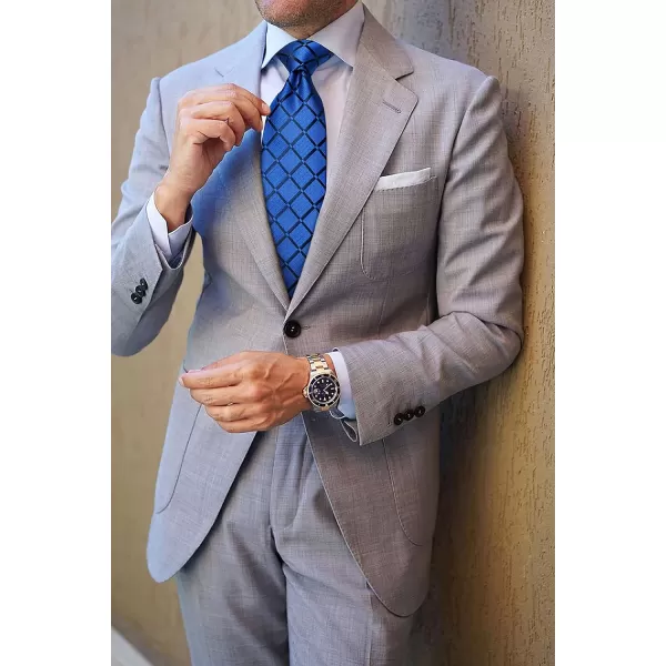 HISDERN Plaid Checkered Tie Handkerchief Woven Classic Formal Men's Necktie &amp; Pocket Square Set