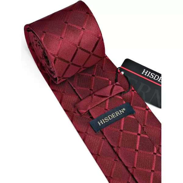 HISDERN Plaid Checkered Tie Handkerchief Woven Classic Formal Men's Necktie &amp; Pocket Square Set