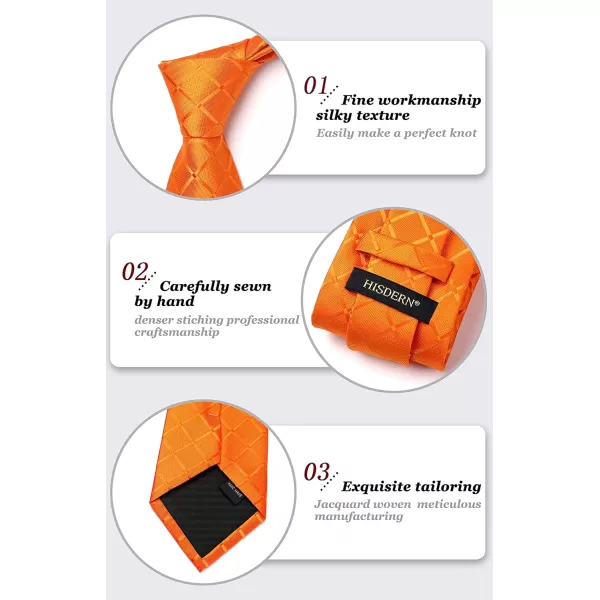 HISDERN Plaid Checkered Tie Handkerchief Woven Classic Formal Men's Necktie &amp; Pocket Square Set