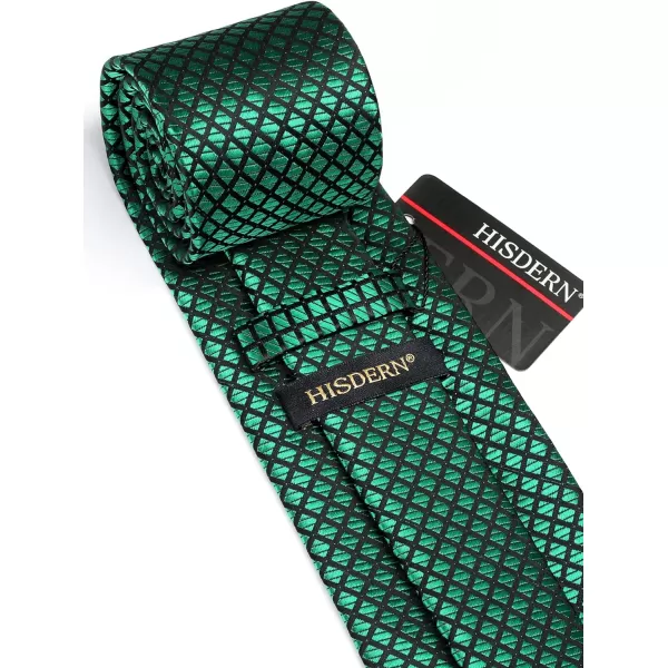 HISDERN Plaid Checkered Tie Handkerchief Woven Classic Formal Men's Necktie &amp; Pocket Square Set