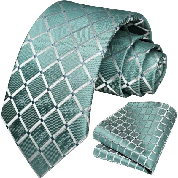 HISDERN Plaid Checkered Tie Handkerchief Woven Classic Formal Men's Necktie &amp; Pocket Square Set