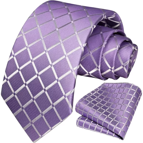 HISDERN Plaid Checkered Tie Handkerchief Woven Classic Formal Men's Necktie &amp; Pocket Square Set