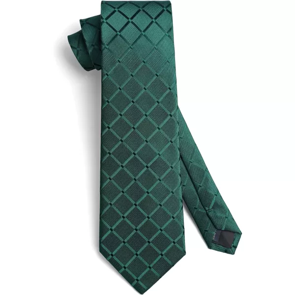 HISDERN Plaid Checkered Tie Handkerchief Woven Classic Formal Men's Necktie &amp; Pocket Square Set