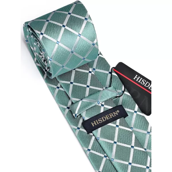 HISDERN Plaid Checkered Tie Handkerchief Woven Classic Formal Men's Necktie &amp; Pocket Square Set