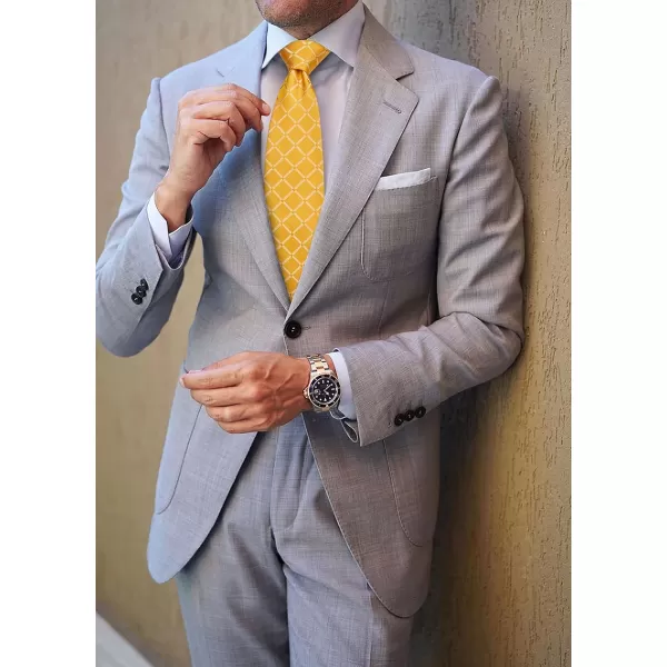 HISDERN Plaid Checkered Tie Handkerchief Woven Classic Formal Men's Necktie &amp; Pocket Square Set