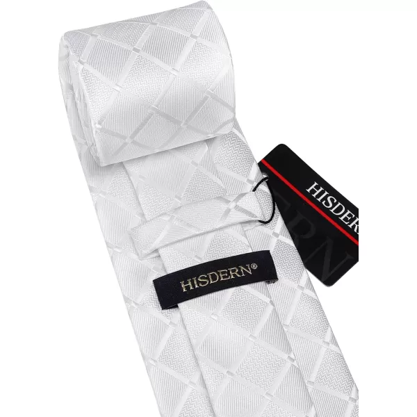 HISDERN Plaid Checkered Tie Handkerchief Woven Classic Formal Men's Necktie &amp; Pocket Square Set