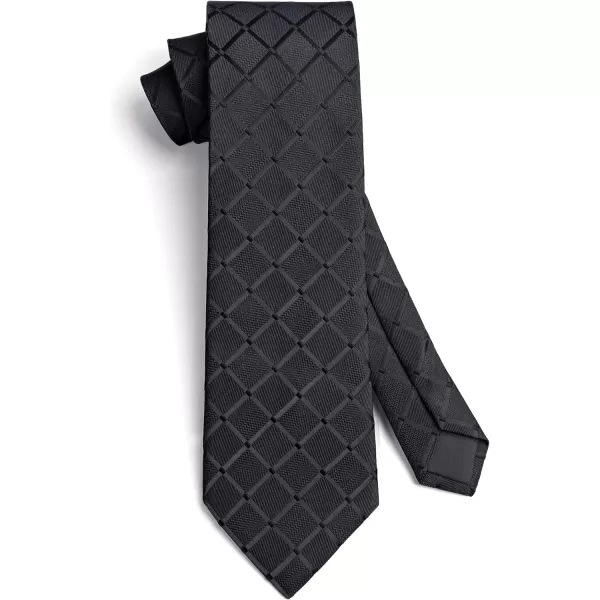 HISDERN Plaid Checkered Tie Handkerchief Woven Classic Formal Men's Necktie &amp; Pocket Square Set