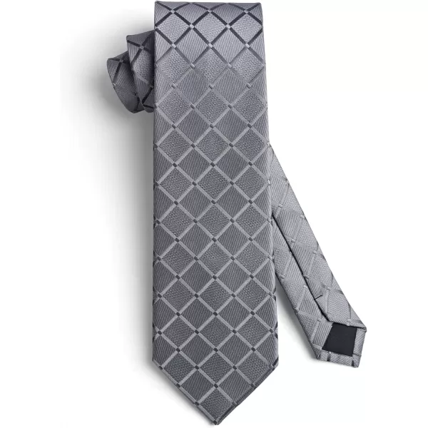 HISDERN Plaid Checkered Tie Handkerchief Woven Classic Formal Men's Necktie &amp; Pocket Square Set
