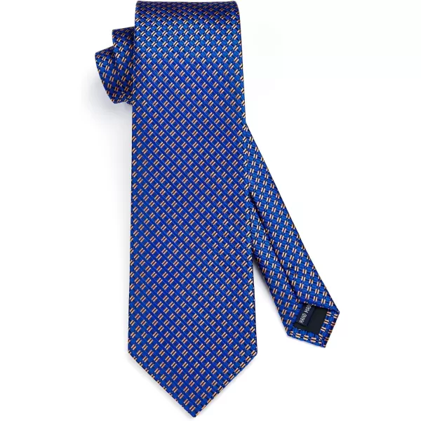 HISDERN Plaid Checkered Tie Handkerchief Woven Classic Formal Men's Necktie &amp; Pocket Square Set