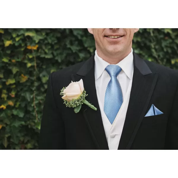 HISDERN Plaid Checkered Tie Handkerchief Woven Classic Formal Men's Necktie &amp; Pocket Square Set