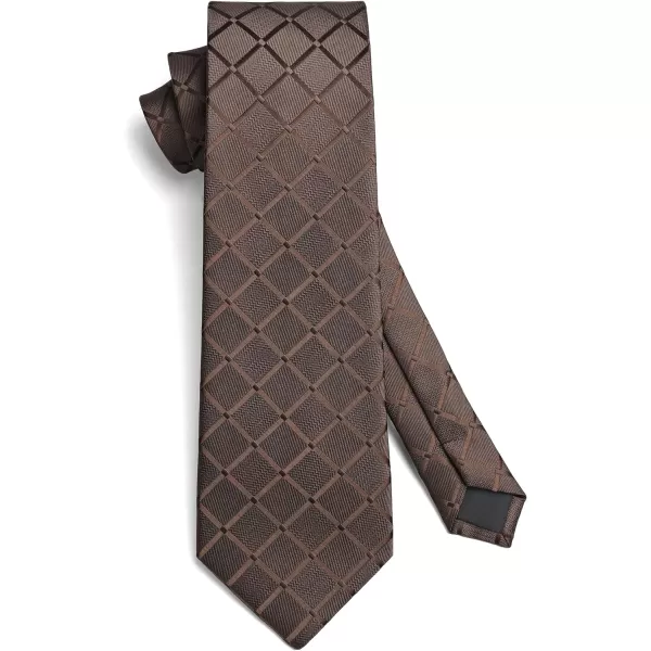 HISDERN Plaid Checkered Tie Handkerchief Woven Classic Formal Men's Necktie &amp; Pocket Square Set